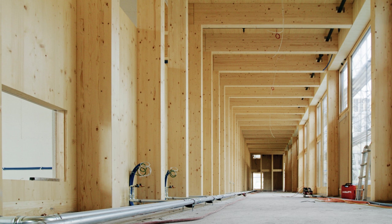 Construction site with timber support sustems.