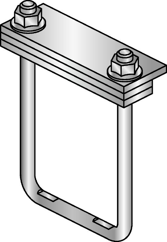 MIC-PS/MIC-PSP Hot-dip galvanised (HDG) connector for fastening pipe shoes to MI girders for heavy-duty applications with expansion