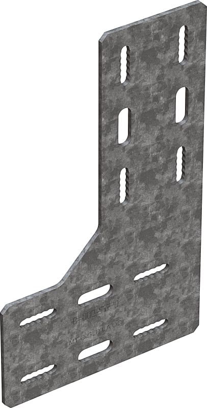 MT-C-GLP L An OC L-shaped flat connector plate L-shaped flat profile connector for assembling and bracing modular supports in moderately corrosive environments